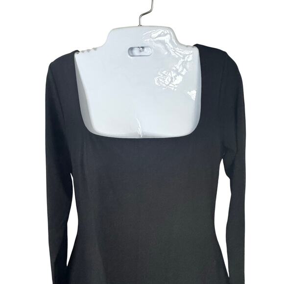 New SKIN WORLDWIDE Bodycon Square Neck Mini Long Sleeve Black Women's Sz 2 - Picture 3 of 13